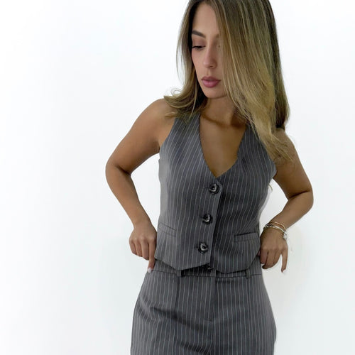 Vest grey chalk stripe (part of the set)