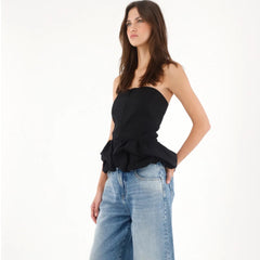 Strapless balloon top-black