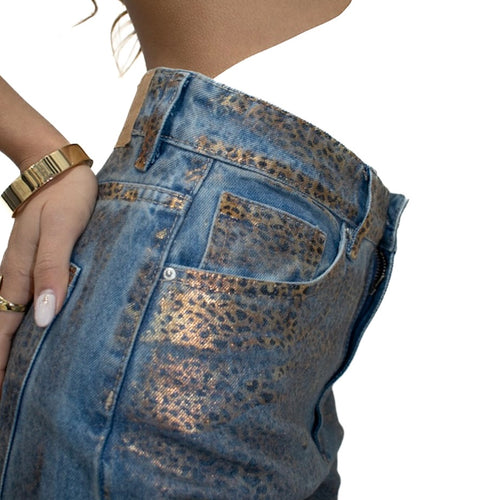Jeans animal print foil
