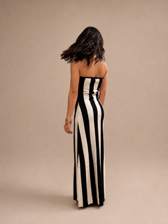 Classic Striped Maxi Dress — Black & Ivory
