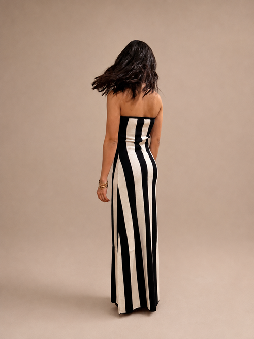 Classic Striped Maxi Dress — Black & Ivory