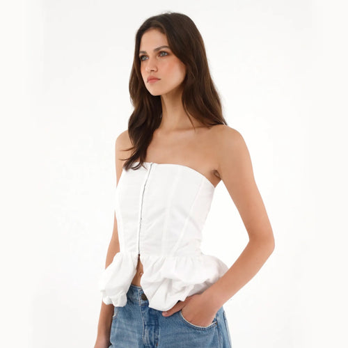 Strapless ballon top-white