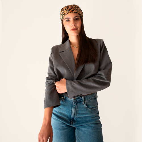 Cropped Blazer (Grey)
