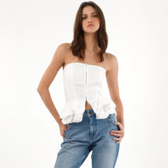 Strapless ballon top-white