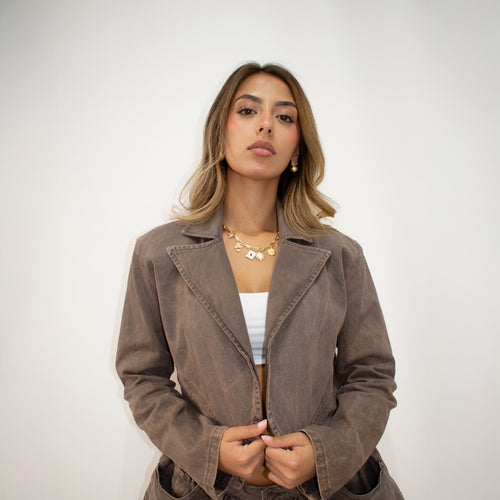 Denim jacket - brown (part of the set)