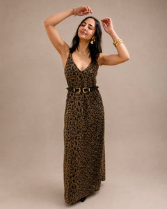 Leopard Maxi Dress - Brown