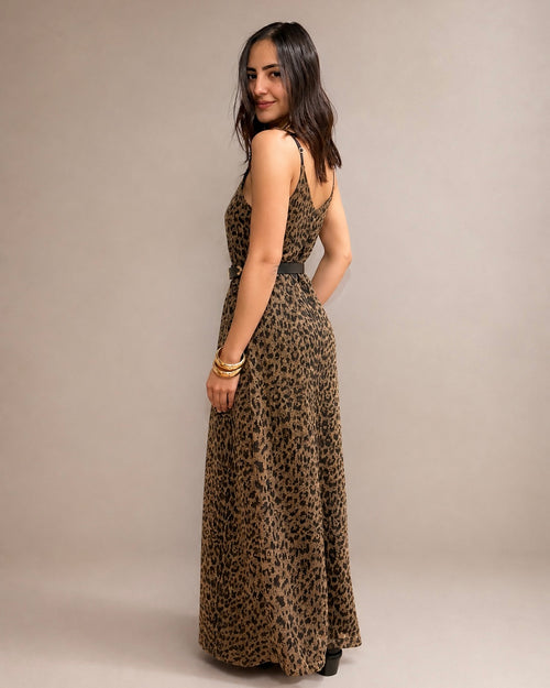 Leopard Maxi Dress - Brown