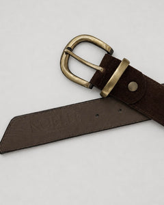 Suede leather brown belt (Gold)