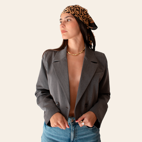 Cropped Blazer (Grey)