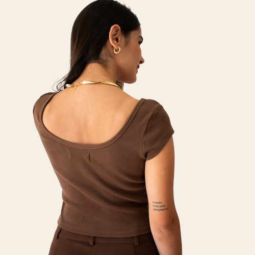 Ribbed scoop neck top