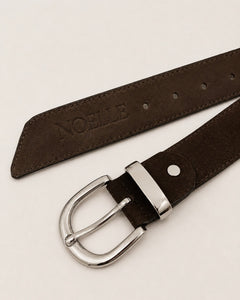 Suede leather brown belt (Silver)