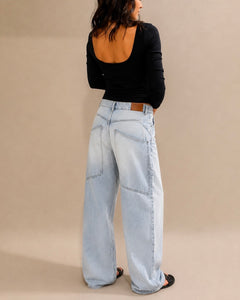 Straight-leg Washed Light Blue  jeans